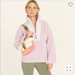 J.Crew Teddy sherpa half-zip sweatshirt Sz Med Light Lavender oversized